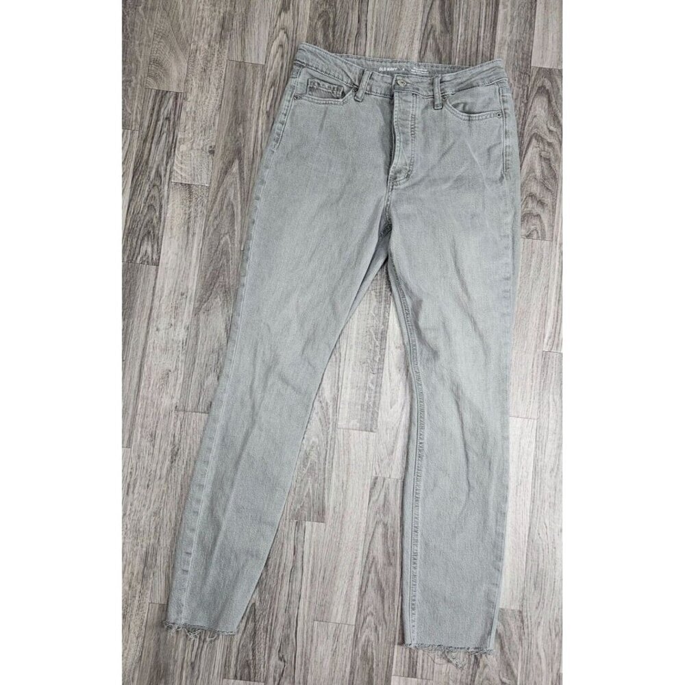 Old Navy Size 4 High Rise Pop Icon Skinny Button Fly Grey Denim Jeans